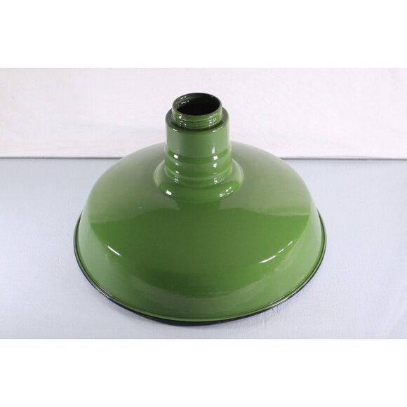 Vintage 16" Industrial Salvage Barn Light Shade in worn green enamel, Large - Picture 3 of 8